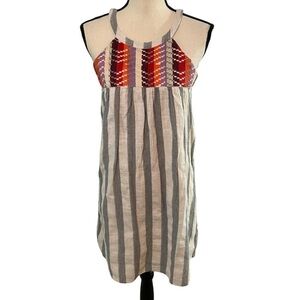 THML Anthropologie Embroidered Midi Dress Size Small Tassels